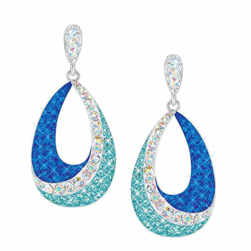 Náušnice s modrou vlnou a křišťálem