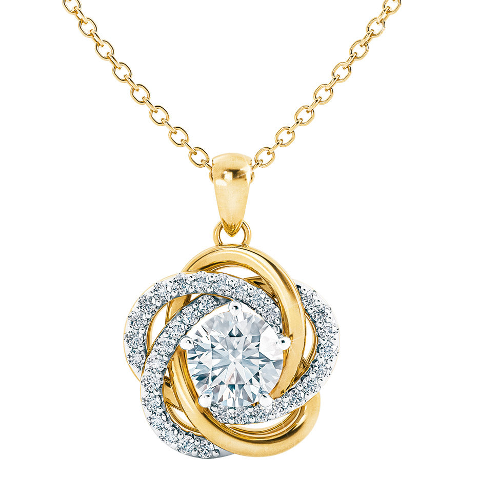 Perfektně spárovaný přívěsek uzlu lásky s odpovídajícími náušnicemi ZDARMA