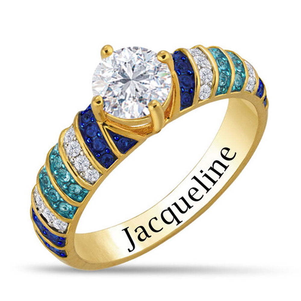 Modrá vlna Personalizovaný prsten Swirl