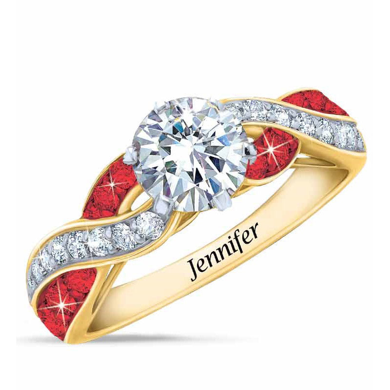 Narozeninový kámen Swirl Personalizovaný prsten