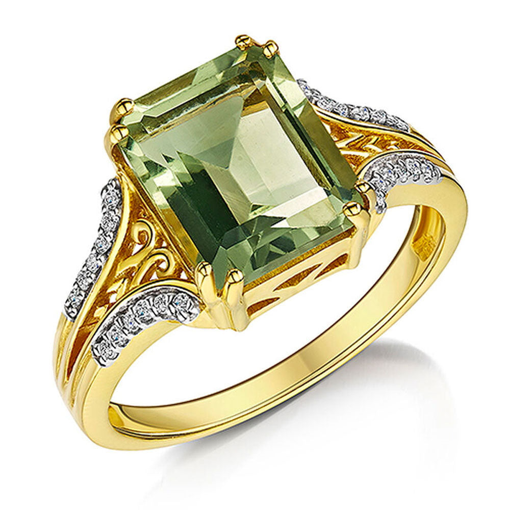 Prsten se zeleným ametystem